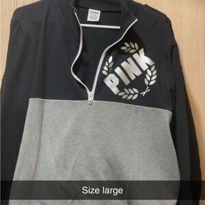 PINK Victoria's Secret Black and Gray Half-Zip Sweatshirt